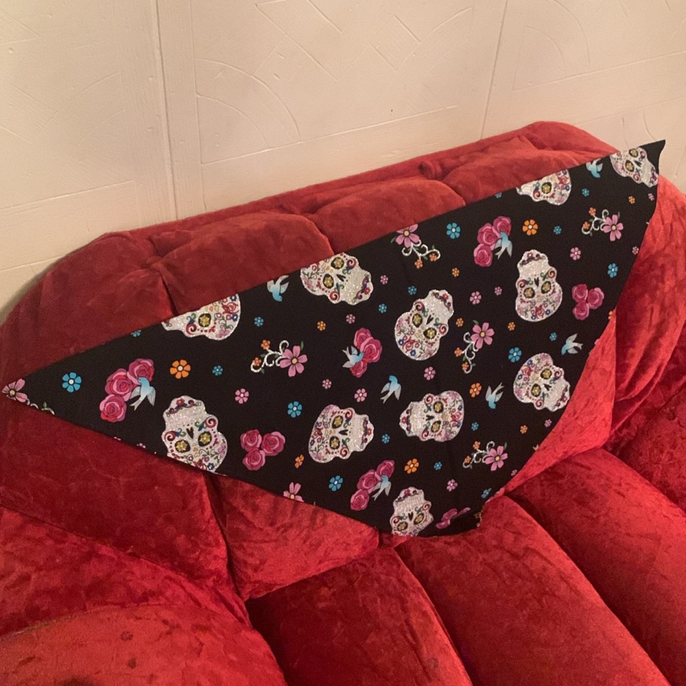 Handmade dias de los muertos bandana